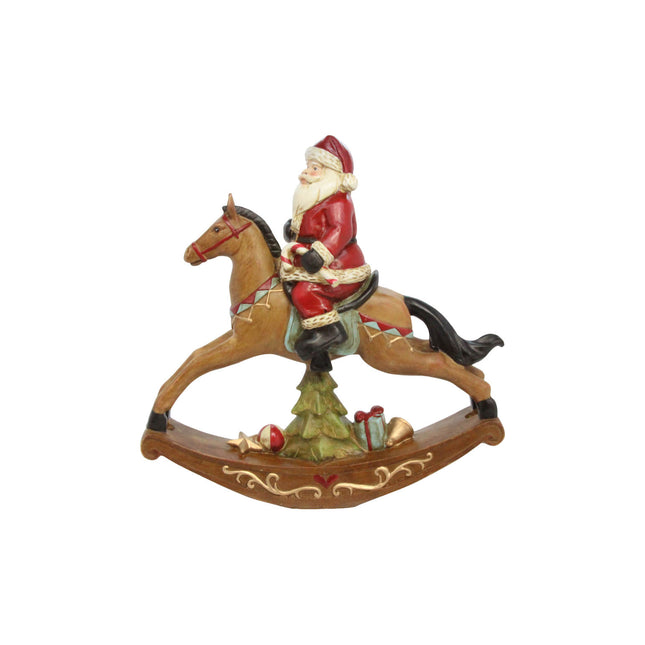Resin Orn 24cm - Santa on Rocking Horse image 0