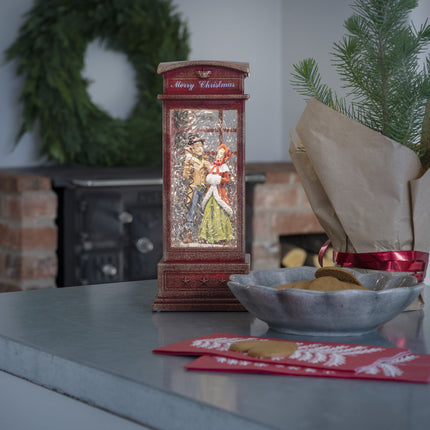 Water Lantern (Red) Telephone Box with Dickensian Couple image 3
