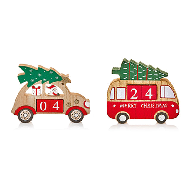 Premier Wooden Christmas Advent Countdown, Car or Campervan