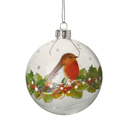 Heaven Sends Painted Robin Glass Bauble