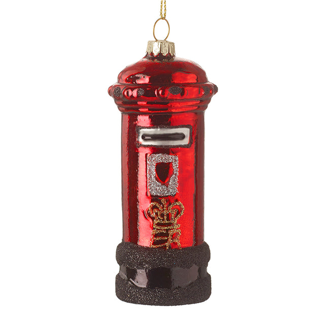 Red Post Box Glass Hanging Decoration