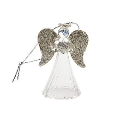 Heaven Sends Glass Glitter Angel with Heart