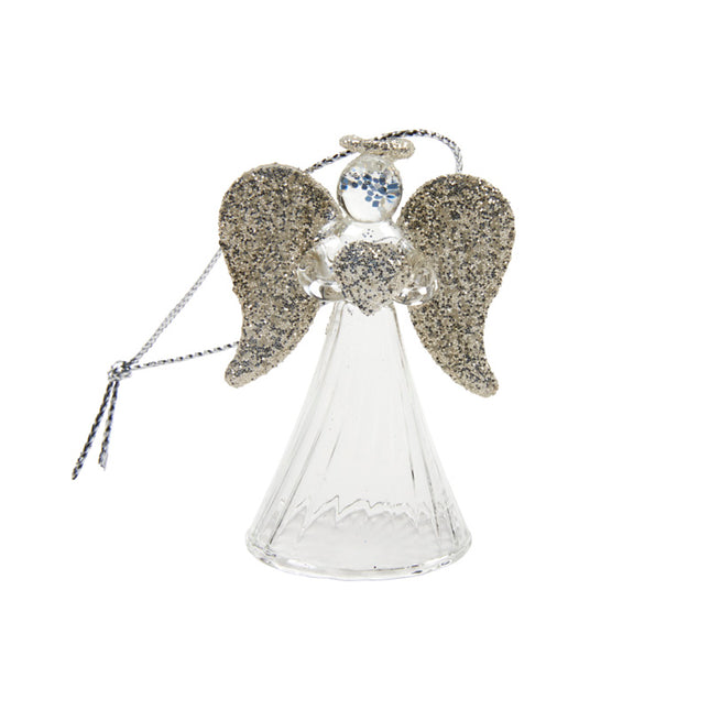Heaven Sends Glass Glitter Angel with Heart