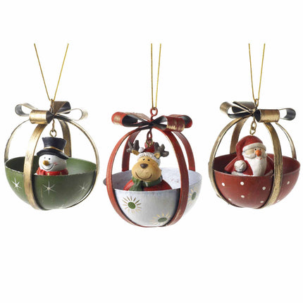 Heaven Sends Santa, Snowman & Reindeer in Half Bell