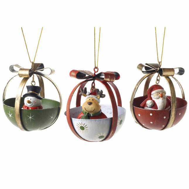 Heaven Sends Santa, Snowman & Reindeer in Half Bell