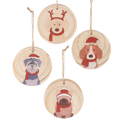 Heaven Sends Wooden Dog Log Slice Decoration