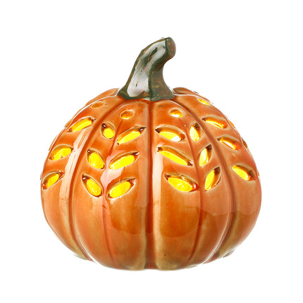 Heaven Sends Orange Ceramic Pumpkin with LED