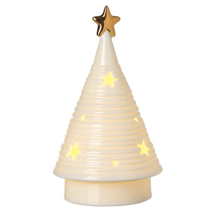 Tall Cream Cone LED Tree With Gold Star