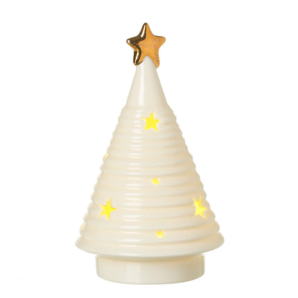 Cream Cone Led Tree With Gold Star