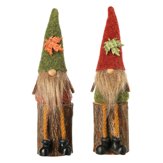 Heaven Sends Autumn Orange and Green Sitting Gonk on Log