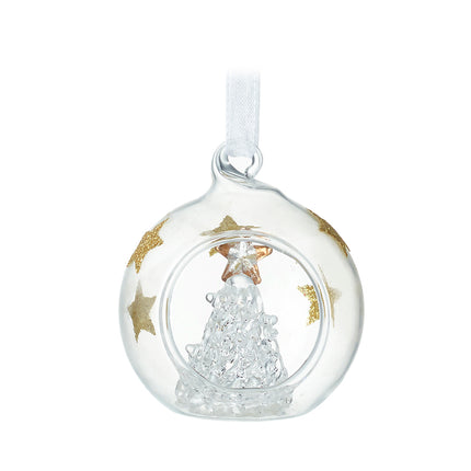 Heaven Sends Clear & Gold Star Glass Bauble with Christmas Tree