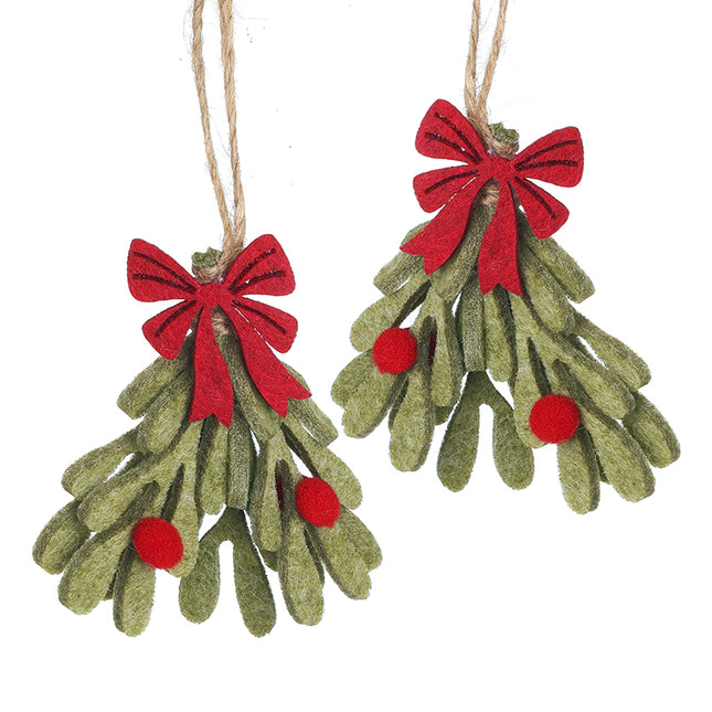 Felt Mistletoe With Red Bows Set