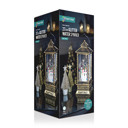 Oblong Lantern Water Spinner, Santa or Snowman