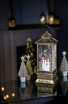 Oblong Lantern Water Spinner, Santa or Snowman