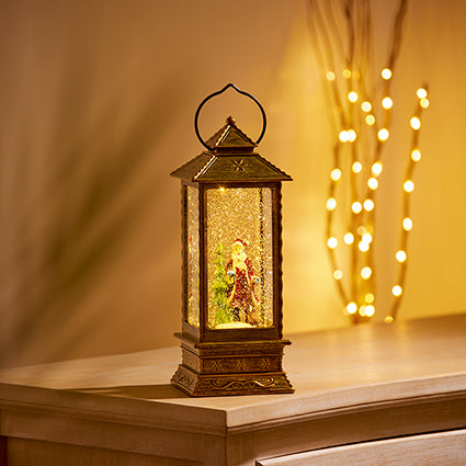 Oblong Lantern Water Spinner, Santa or Snowman