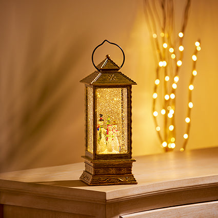 Oblong Lantern Water Spinner, Santa or Snowman