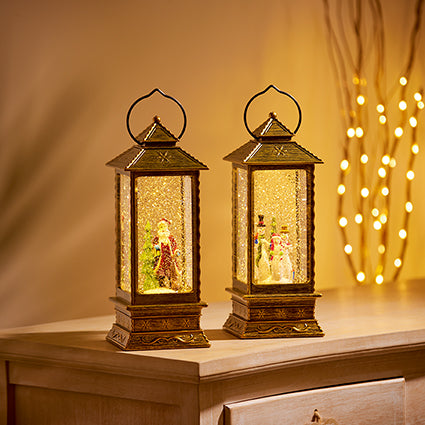 Oblong Lantern Water Spinner, Santa or Snowman