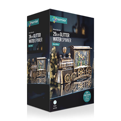 Gold Train Santa with Sleigh Water Spinner