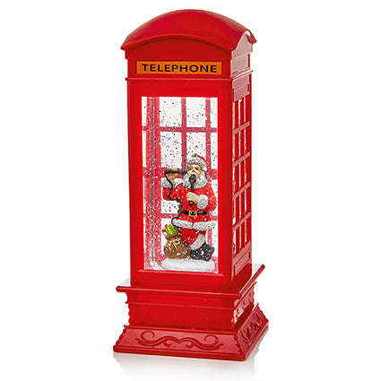 Red Telephone Box with Santa Water Spinner Lantern