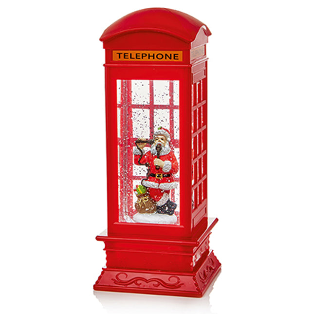 Red Telephone Box with Santa Water Spinner Lantern