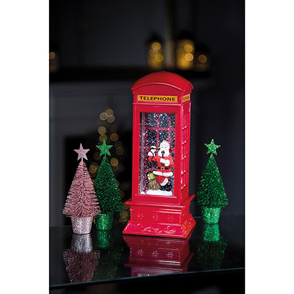 Red Telephone Box with Santa Water Spinner Lantern