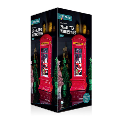 Red Telephone Box with Santa Water Spinner Lantern