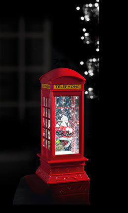 Red Telephone Box with Santa Water Spinner Lantern
