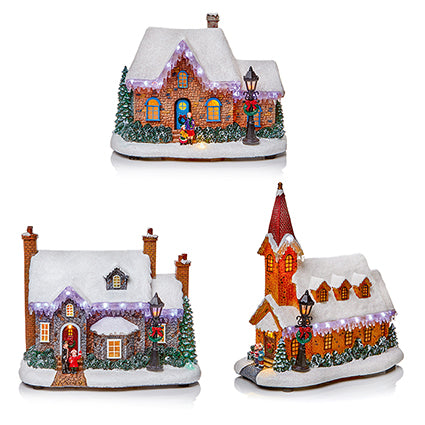 Lit Christmas House with Flashing Icicles