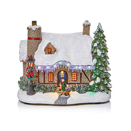 Lit Christmas House with Flashing Icicles