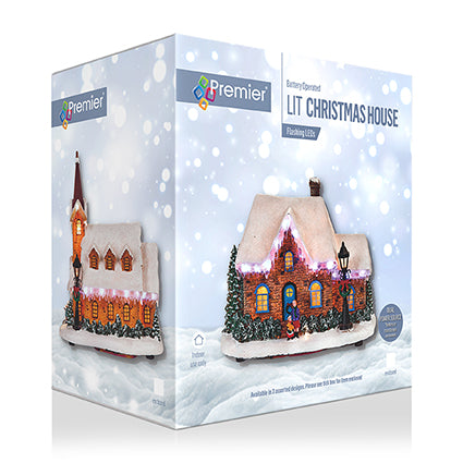 Lit Christmas House with Flashing Icicles