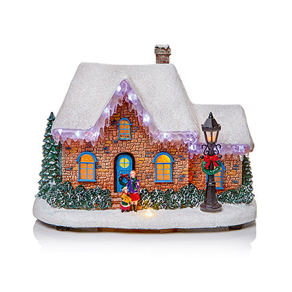Lit Christmas House with Flashing Icicles