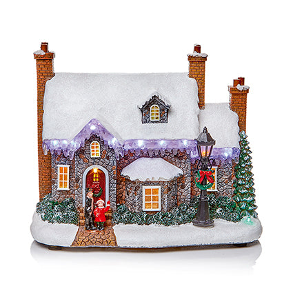 Lit Christmas House with Flashing Icicles