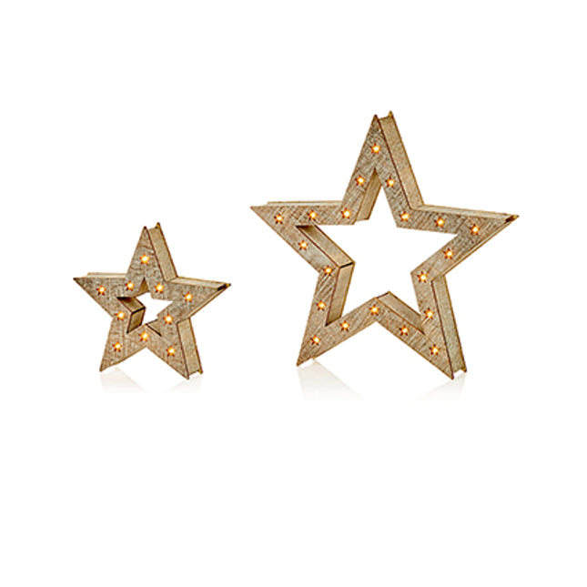 LED Wooden Stars, Warm White