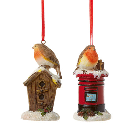 Polyresin Robin Hanging Decoration, Bird House or Post Box
