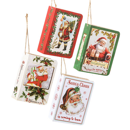 Heaven Sends Wooden Santa Book Hanging Decoration (Mix of 4)
