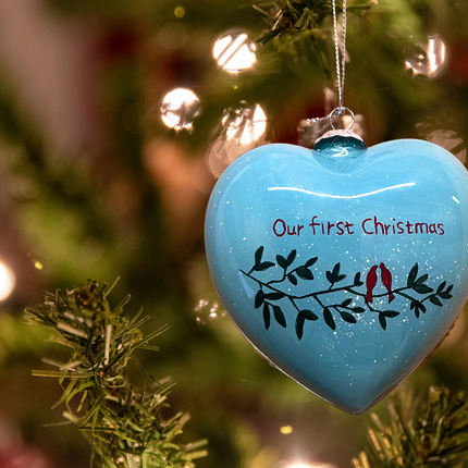 Our First Christmas - Hand Painted Glass Bauble