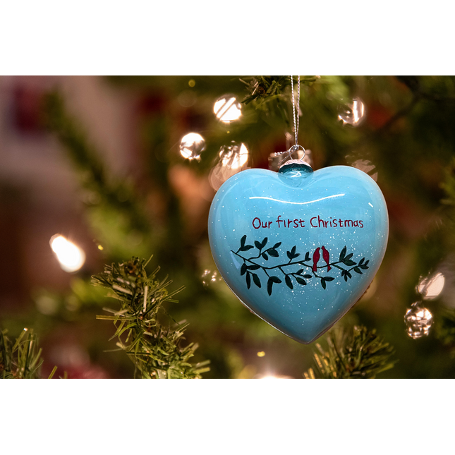 Our First Christmas - Hand Painted Glass Bauble