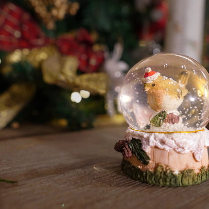 Woodland Robin Christmas Snow Globe