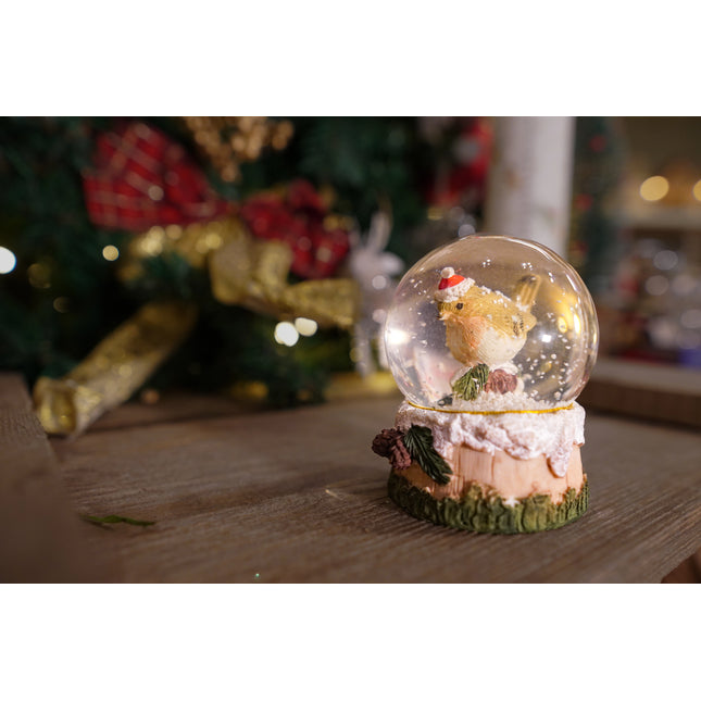 Woodland Robin Christmas Snow Globe