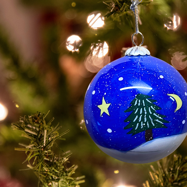 Hand painted Glass Bauble - Santa with sack