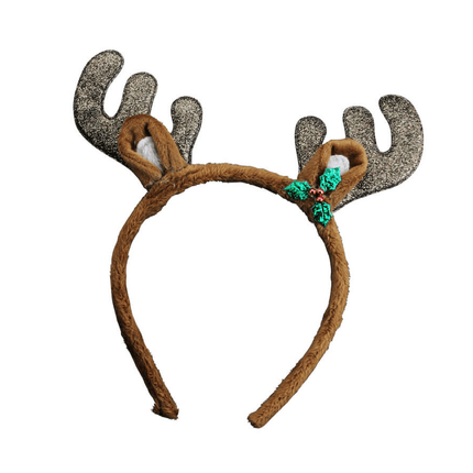 Fabric Glitter Antlers with Holly/Hat Hairband - with Holly image