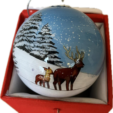 Hand Painted Glass Bauble - Santa in the snow image 1