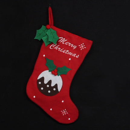 Felt Red Stocking with Christmas Pudding image 0
