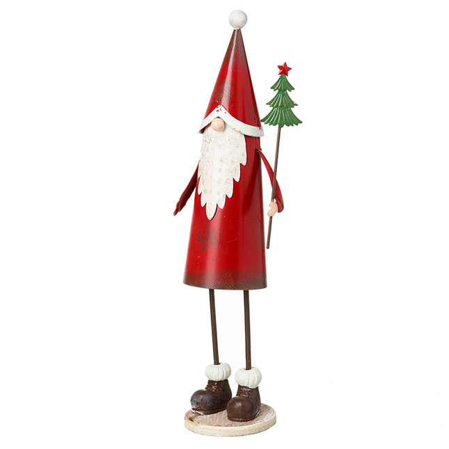 TALL STANDING METAL RED SANTA WITH TREE image 0