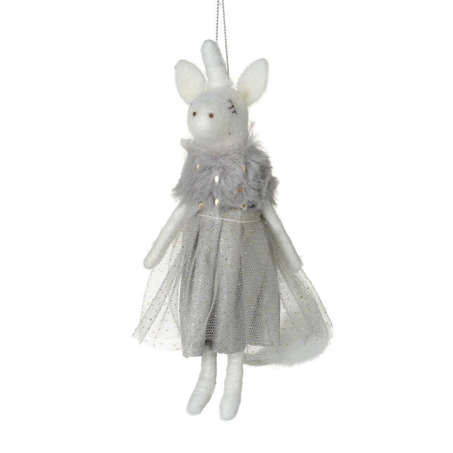 WOOLLEN UNICORN IN DRESS TREE DECORATION image 0
