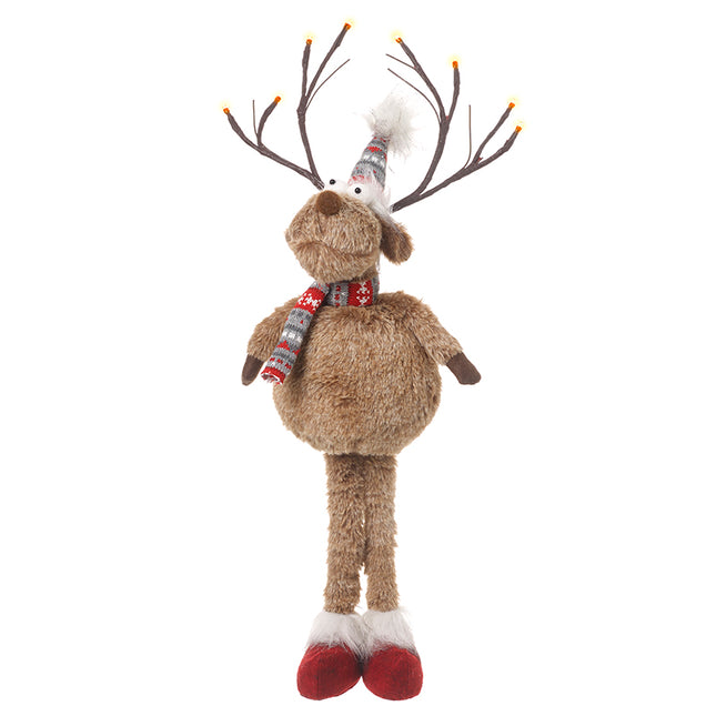 SMALL LONG LEG STANDING BROWN REINDEER -With light up image 0