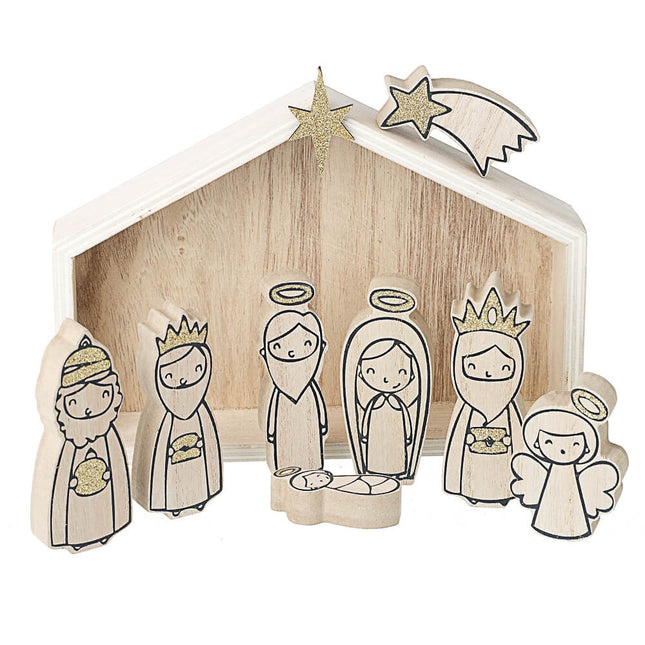 Wooden Nativity Scene