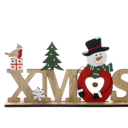 wooden xmas with snowman image 0