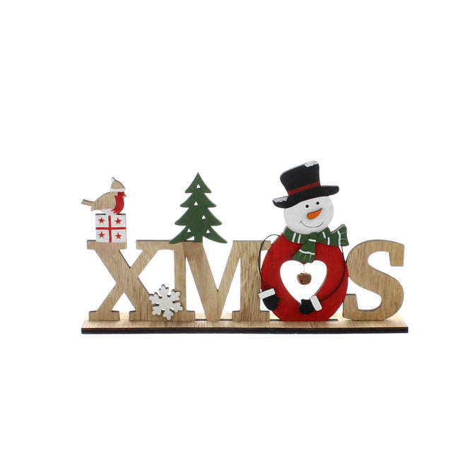 wooden xmas with snowman image 0