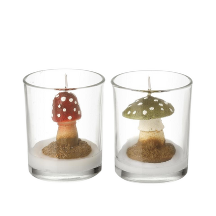 Toadstool Wax Candle in Glass